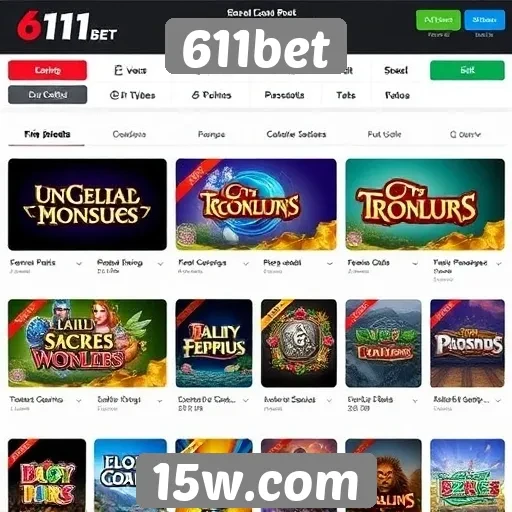 Variedade de jogos disponíveis na plataforma 611bet